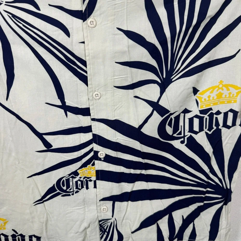 Corona Hawaiian Beach Palm Tree Short Sleeve Button Up Shirt Men Sz Small